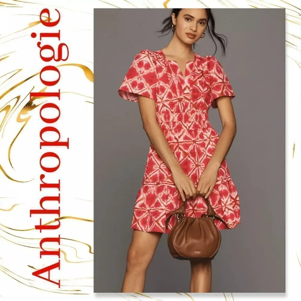 Anthropologie The Somerset Mini Dress in Med Pink NWT - Picture 1 of 10